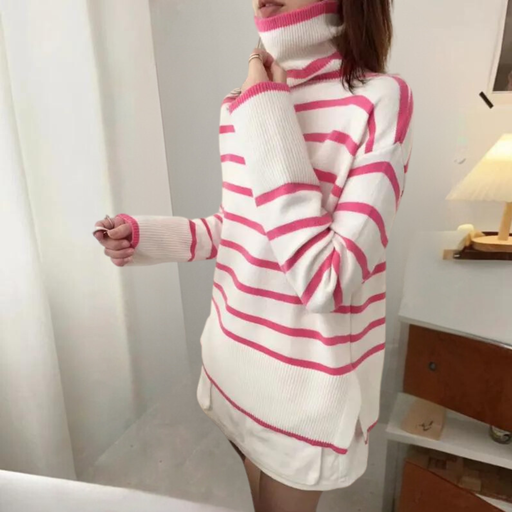 Clarice - Modischer gestreifter Rollkragenpullover für Frauen