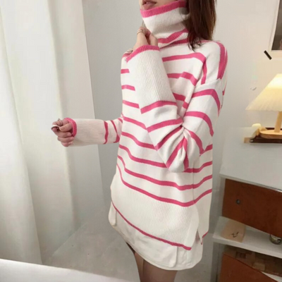 Clarice - Modischer gestreifter Rollkragenpullover für Frauen