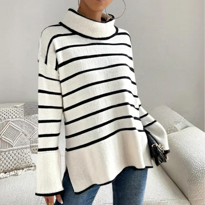 Clarice - Modischer gestreifter Rollkragenpullover für Frauen