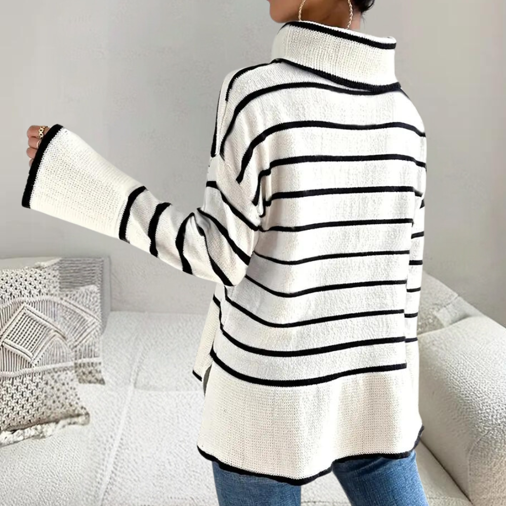 Clarice - Modischer gestreifter Rollkragenpullover für Frauen
