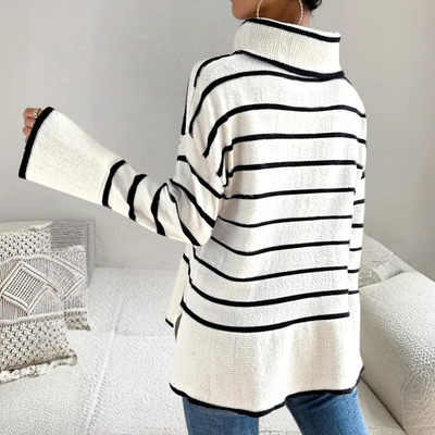 Clarice - Modischer gestreifter Rollkragenpullover für Frauen