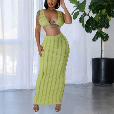 Gavrilla - Stylisches Crop Top mit fließendem Maxirock Ensemble