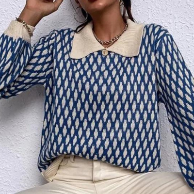 Bronwen - Stylischer Damenpullover mit schickem Kragen-Detail