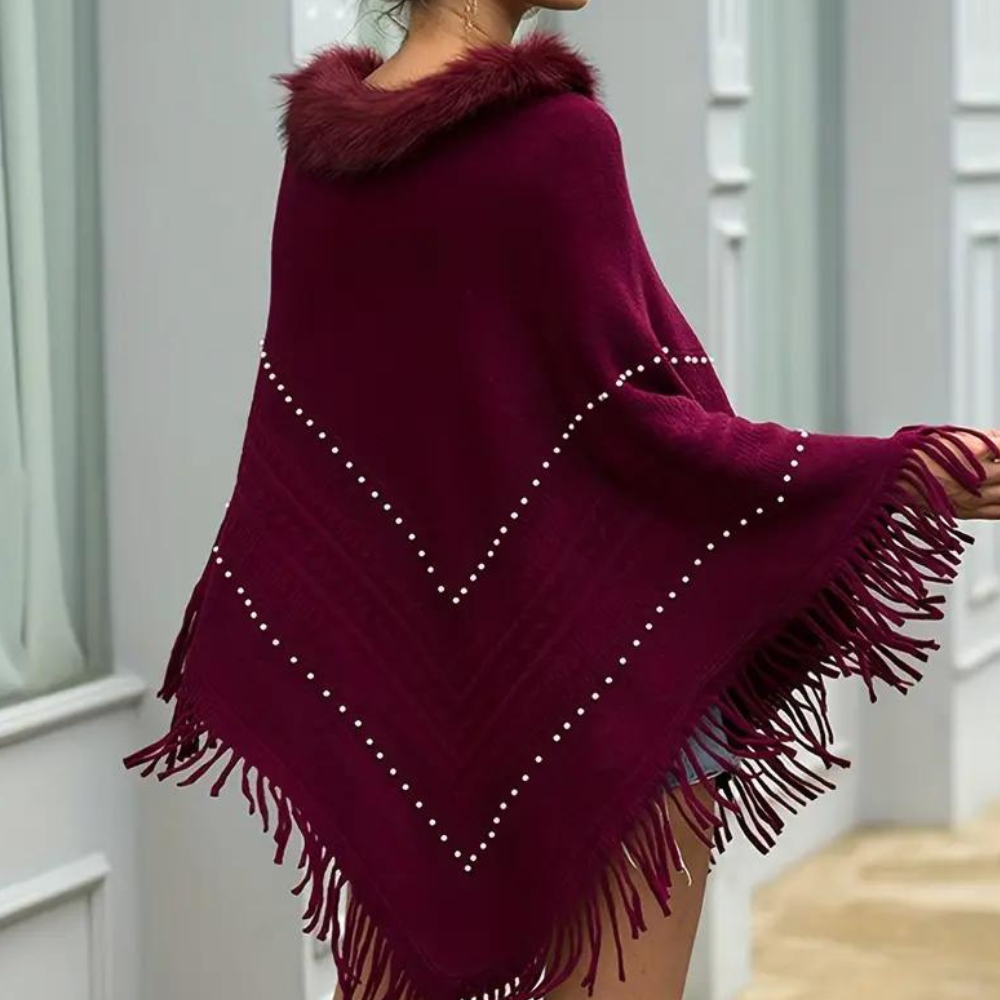 Eftychia - Eleganter Strickponcho mit luxuriöser Verarbeitung für Damen