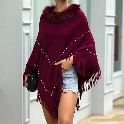 Eftychia - Eleganter Strickponcho mit luxuriöser Verarbeitung für Damen