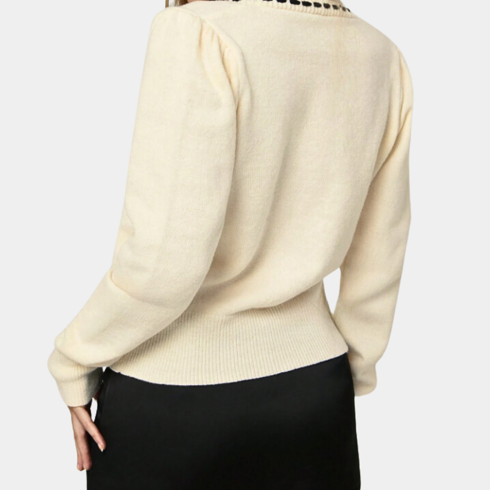 Anthoula - Stylischer Damenpullover mit V-Ausschnitt und schicker Schleife