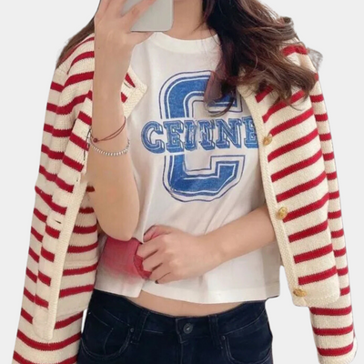 Alenka - Eleganter gestreifter Damenmantel für einen zeitlosen Look