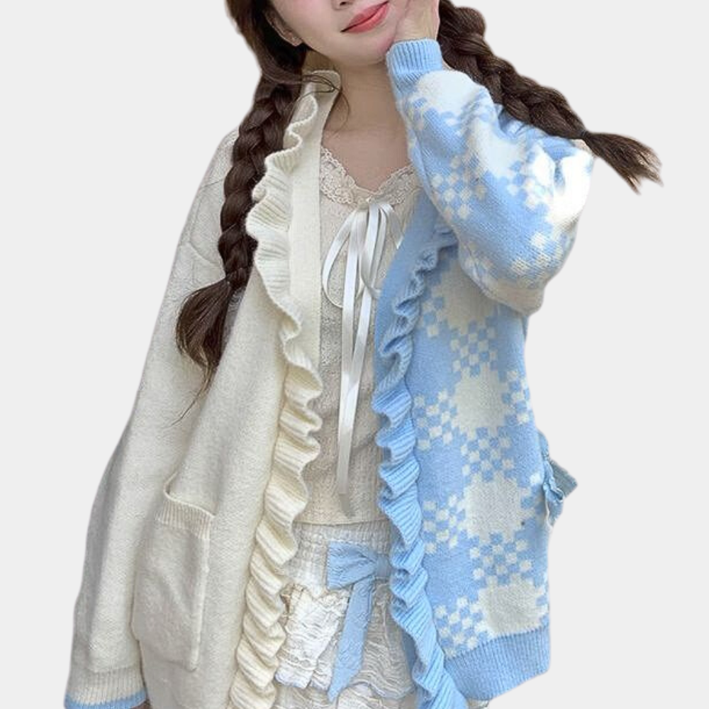 Aureliana - Trendy Colour Block Damen Strickjacke für einen eleganten Look