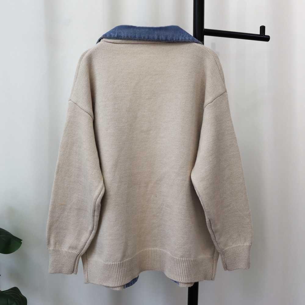 Hadria - Schicke Damenstrickjacke mit trendigen Denim-Akzenten