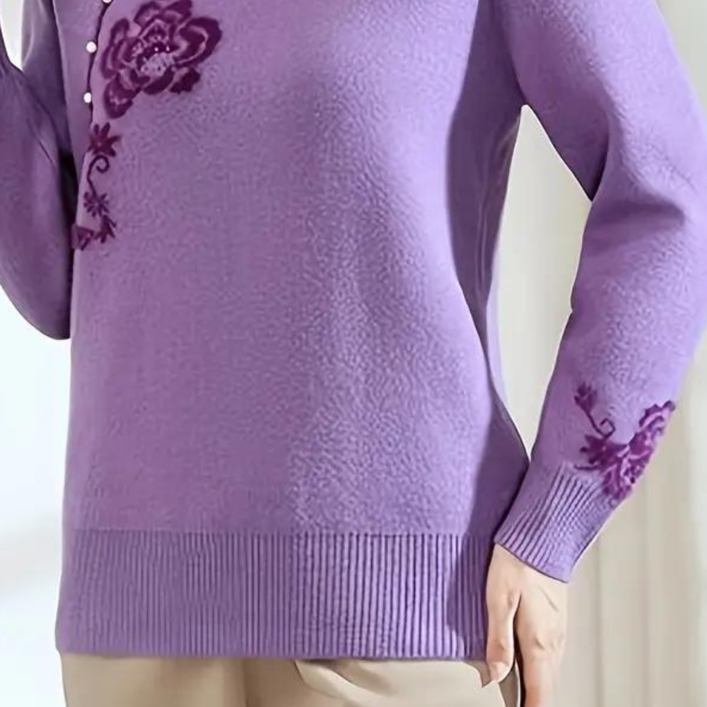 Emiliya - Stilvoller Damenpullover mit raffiniertem Mandarin-Kragen