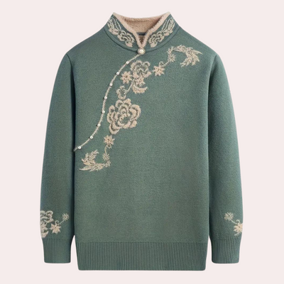 Emiliya - Stilvoller Damenpullover mit raffiniertem Mandarin-Kragen