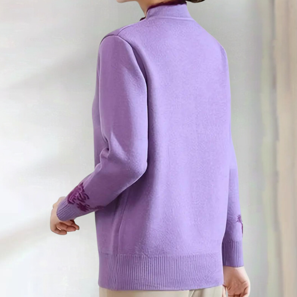 Emiliya - Stilvoller Damenpullover mit raffiniertem Mandarin-Kragen