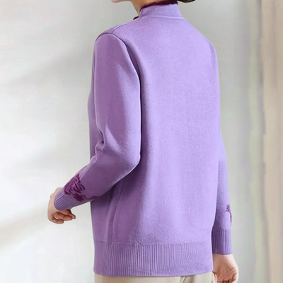 Emiliya - Stilvoller Damenpullover mit raffiniertem Mandarin-Kragen