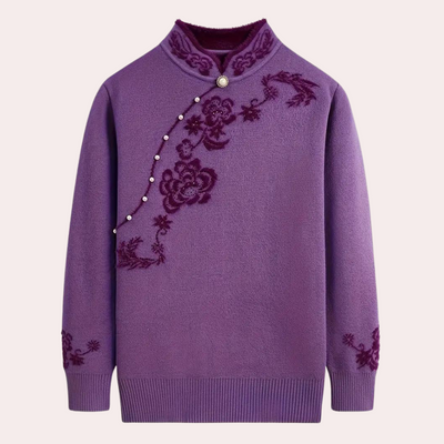 Emiliya - Stilvoller Damenpullover mit raffiniertem Mandarin-Kragen