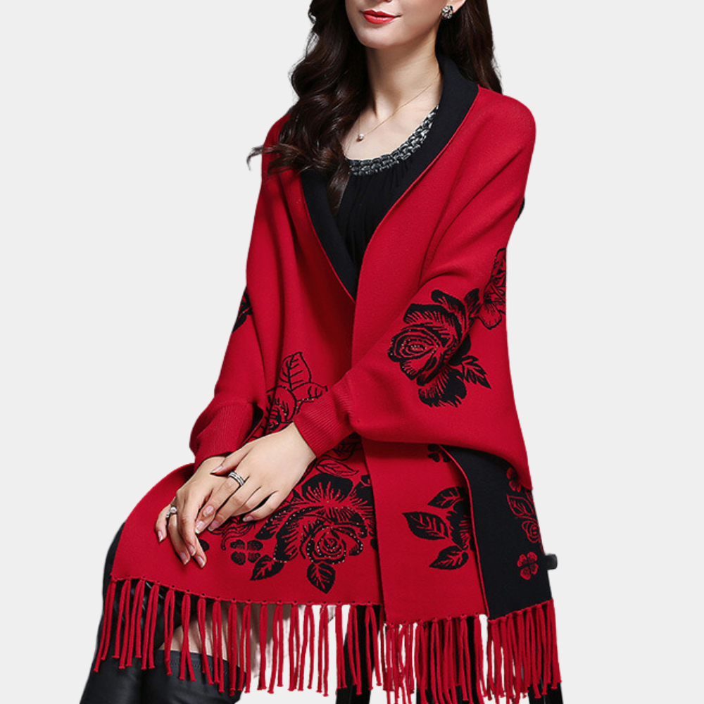 Schimmernde Damen Strickjacke mit schicker Quaste