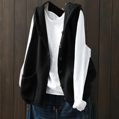 HEATHER - Gemütliche Strickjacke mit Kapuze für Damen