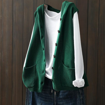 HEATHER - Gemütliche Strickjacke mit Kapuze für Damen