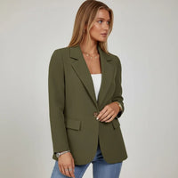 Victoire | Damen Blazer Klassisch Reverskragen Einknopf Elegant Business in Olivgrün