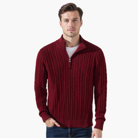Lukas | Klassischer Strickpullover mit Half-Zip in Rot