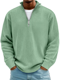 Arno | Herren Half-Zip Rippstruktur Sweatshirt in Grün