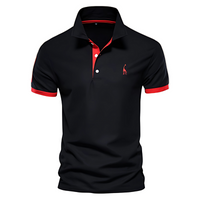 T-SHIRT POLO LÄSSIG in Schwarz-Rot