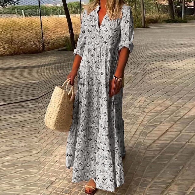 Fudus | Weinlese Boho Maxi Kleid