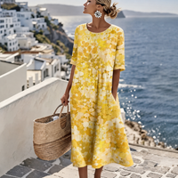 Kleid Florenne™ mit abstraktem Blumenmuster und weiter Passform in Gelb