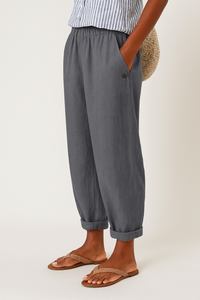 Isabella | Damen Lässige Hose Mit Taschen Und Umschlag in Grau