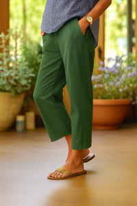 Julienne | Damen Hose Elegant Leicht Fließend Business Casual Modern in Grün