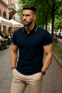 Kian | Modernes Poloshirt in Marineblau