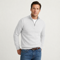 Fabian | Herren Quarter-Zip Pullover mit Stehkragen in Weiß