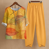 Damen Zweiteiliges Set mit Rundhals und Kurzarm in Orange