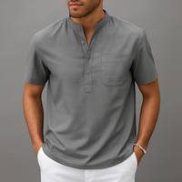 Sven | Herren Henley Poloshirt Knopfleiste Relaxed Fit Casual Modern in Grau