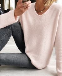 Astrid | Damen V-Ausschnitt Pullover Langarm in Rosa
