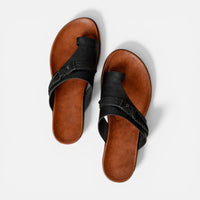 Nora | Damen Zehentrenner Sandalen Verstellbarer Riemen Komfort Sommer in Schwarz