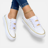 Jade | Damen Sneaker Schnürung Metalldetail Urban Casual Statement in Weiß