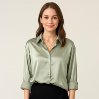 Margaux | Damen Vintage Seidenbluse Klassisch Elegant Luxuriös Zeitlos in Grün