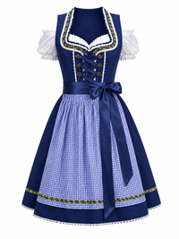 Antonia | Premium Dirndl mit Schürze im Trachten-Stil in Blau
