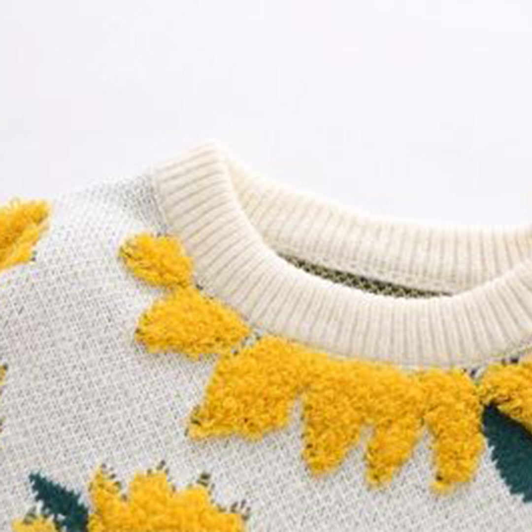 ILARIA - Trendiger Strickpullover mit strahlendem Sonnenblumen-Muster