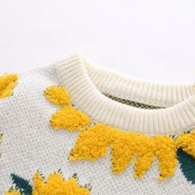 ILARIA - Trendiger Strickpullover mit strahlendem Sonnenblumen-Muster