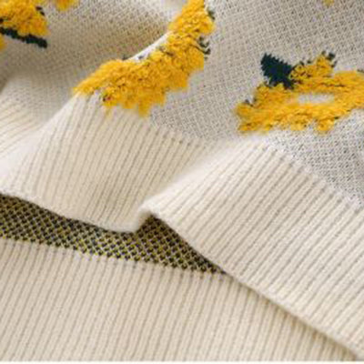 ILARIA - Trendiger Strickpullover mit strahlendem Sonnenblumen-Muster