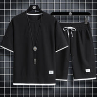 Cole | Waffelstrick Freizeit- & Sportset in Schwarz