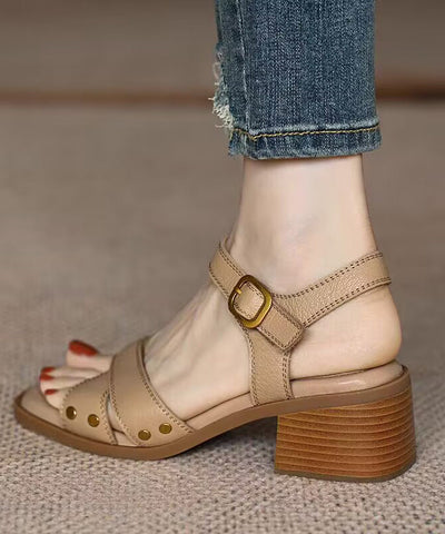 Macelle | Braune Peep-Toe Sandalen mit Kreuzband
