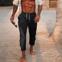 Elegantes Leinenhose Herren Kordelzug in Schwarz