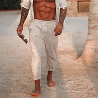 Elegantes Leinenhose Herren Kordelzug in Weiß