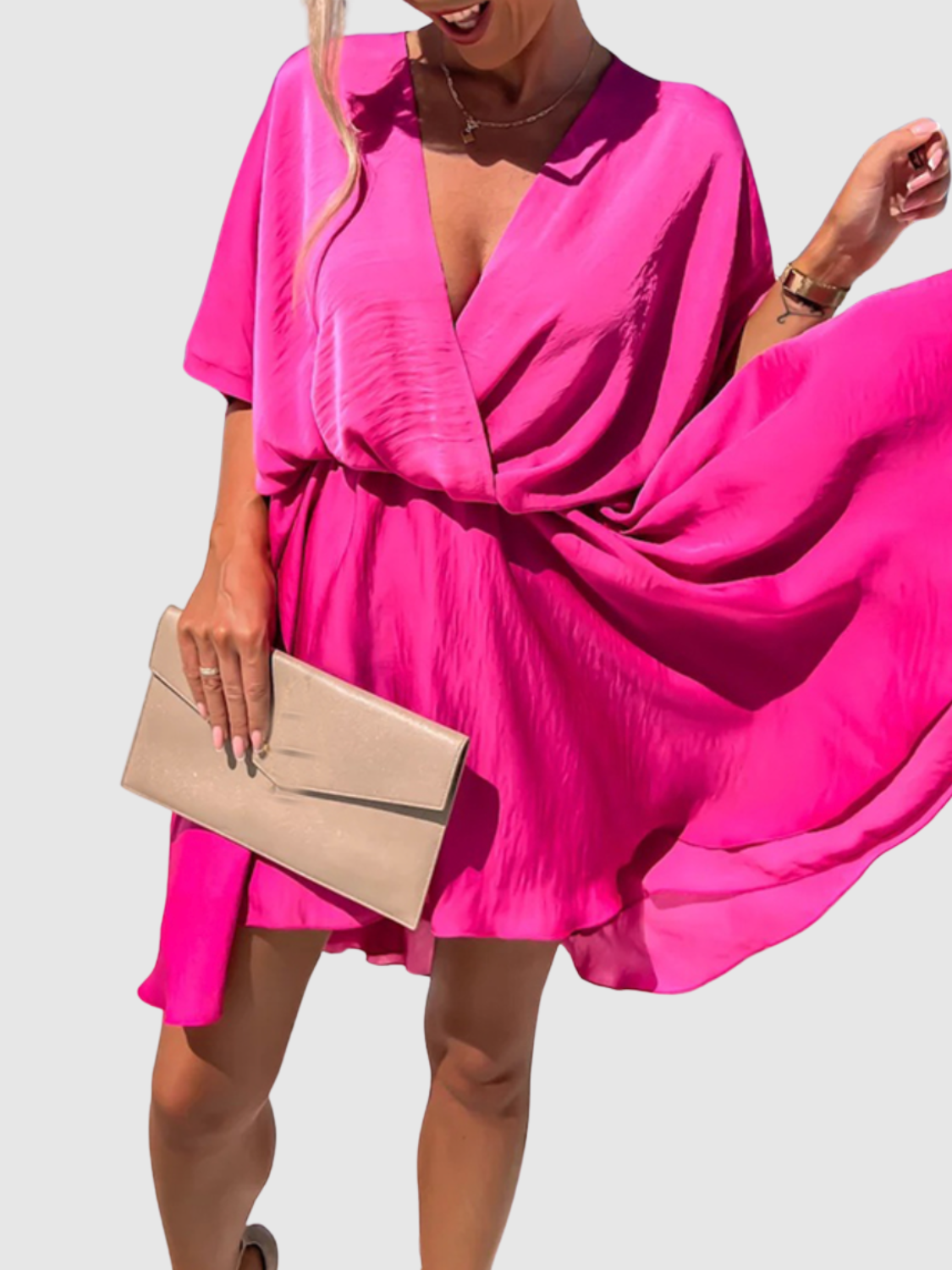 Laris – Kurzkleid aus Seide im Cross-Design