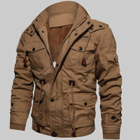 Jason | Herren Gefütterte Taschen Jacke in Khaki