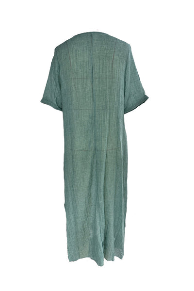 Fudus | Leinen V-ausschnitt Midi Kleid