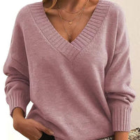 Mordane – Eleganter Langarm Pullover Mit V-Ausschnitt in Rosa