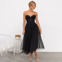 Alexa | Damen Party Midikleid Elegant Modern Festlich Feminin in Schwarz
